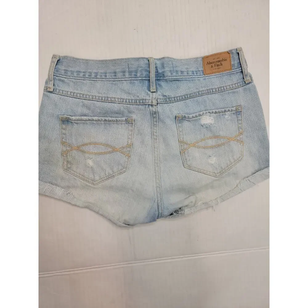 Abercrombie And Fitch Denim Shorts Womens SZ 28 Mid Rise Distressed Festival